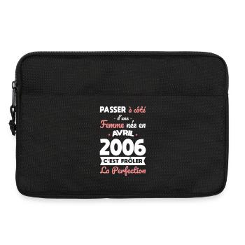 Anniversaire 20 ans - Née en Avril 2006 - Sacoche pour ordinateur portable 13 pouces - noir - Devant