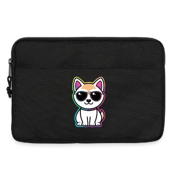 Katzen-Neon-Regenbogenbrille - Laptoptasche 13" - Schwarz - Vorne