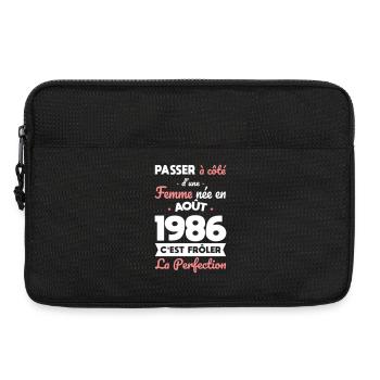 Anniversaire 40 ans - Née en Août 1986 - Sacoche pour ordinateur portable 13 pouces - noir - Devant