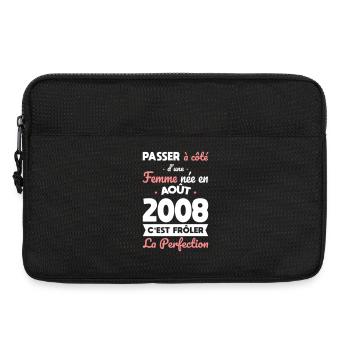 Anniversaire 18 ans - Née en Août 2008 - Sacoche pour ordinateur portable 13 pouces - noir - Devant