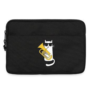 Baritonhorn - Coole Katze mit Sonnenbrille - Laptoptasche 13" - Schwarz - Vorne