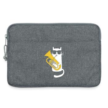 Baritonhorn - Coole Katze mit Sonnenbrille - Laptoptasche 13" - Grau meliert - Vorne