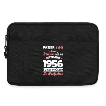Anniversaire 70 ans - Née en Septembre 1956 - Sacoche pour ordinateur portable 13 pouces - noir - Devant