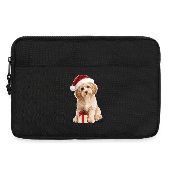 Petit chien de Noël mignon avec cadeau - Sacoche pour ordinateur portable 13 pouces - noir - Devant
