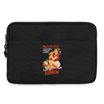 Retro Pin-Up Fitness Lunch: Lustiges Sport Design - Laptoptasche 13" - Schwarz - Vorne