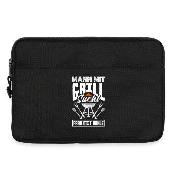 Grillmeister Geschenk Fleisch Wurst & Bier - Laptoptasche 13" - Schwarz - Vorne