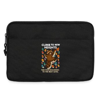 Bouldern Waschbär Motivation: Climb New Heights - Laptoptasche 13" - Schwarz - Vorne