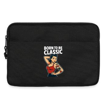 T-shirt rétro classique de la fille pin-up née pour être - Sacoche pour ordinateur portable 13 pouces - noir - Devant