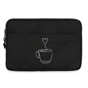 Amoureux du café en tasse de café en forme de cœur - Sacoche pour ordinateur portable 13 pouces - noir - Devant