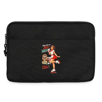 Pin-up du diner des années 50 sur des patins à roulettes - Sacoche pour ordinateur portable 13 pouces - noir - Devant