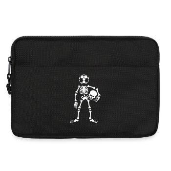 tête de ballon de football squelette tenant hooligan crâne - Sacoche pour ordinateur portable 13 pouces - noir - Devant