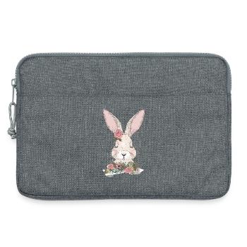 dreaming rabbit with floral ornament - Laptop bag 13" - heather grey - Front