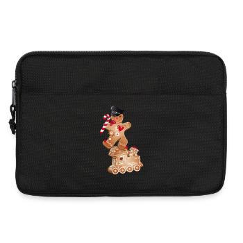 Lebkuchenmann als Lokführer auf der Lebkuchen Lok - Laptoptasche 13" - Schwarz - Vorne