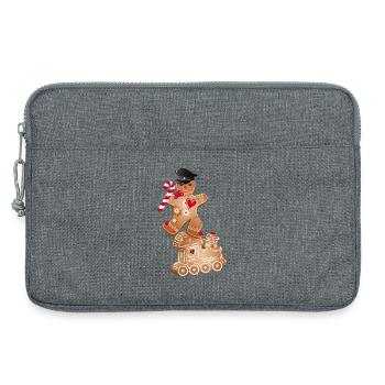 Gingerbread man as engine driver on the gingerbread locomotive - Laptop bag 13" - heather grey - Front
