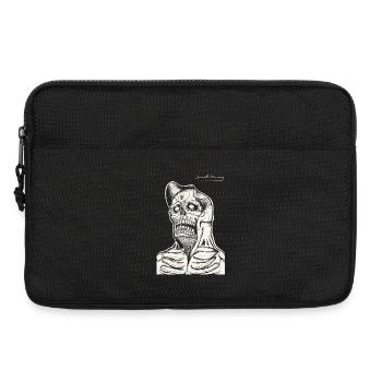 Skull Hoodie Line Drawing - Laptop bag 13" - black - Front