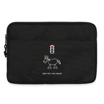 über färt rote Ampel, Autofahrer, Raser, Pferd - Laptoptasche 13" - Schwarz - Vorne