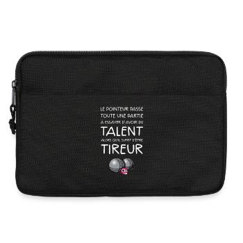 boules pétanque tireur dicton - Sacoche pour ordinateur portable 13 pouces - noir - Devant