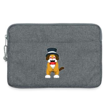 Mariage avec le marié chien avec haut-de-forme - Sacoche pour ordinateur portable 13 pouces - gris chiné - Devant