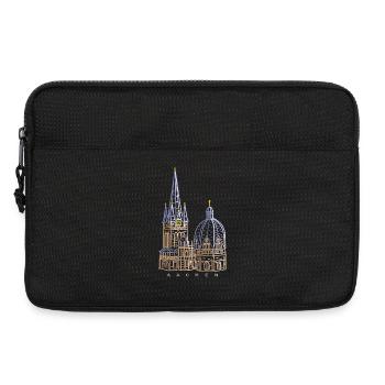 Cathédrale d’Aix-la-Chapelle, dessinée à la main - Sacoche pour ordinateur portable 13 pouces - noir - Devant