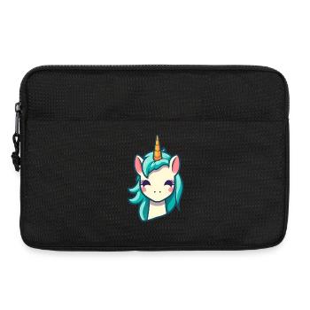 Niedliches Einhorn in Blau | Einhorn - Laptoptasche 13" - Schwarz - Vorne