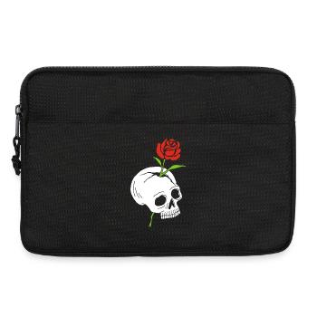 Le crâne et la rose - Sacoche pour ordinateur portable 13 pouces - noir - Devant
