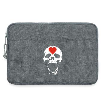 Le crâne blanc et le coeur - Sacoche pour ordinateur portable 13 pouces - gris chiné - Devant