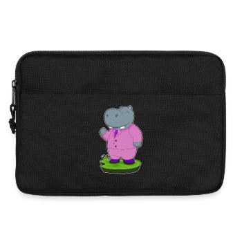 Nilpferd Bräutigam Anzug Hochzeit - Laptoptasche 13" - Schwarz - Vorne