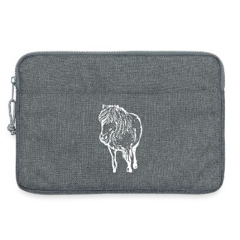 Cheval Blanc Chevaux Blancs T-shirt Cadeau Cavalier - Sacoche pour ordinateur portable 13 pouces - gris chiné - Devant