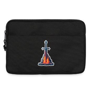 Fantasy RPG Épée avec du feu dans une pierre - Sacoche pour ordinateur portable 13 pouces - noir - Devant