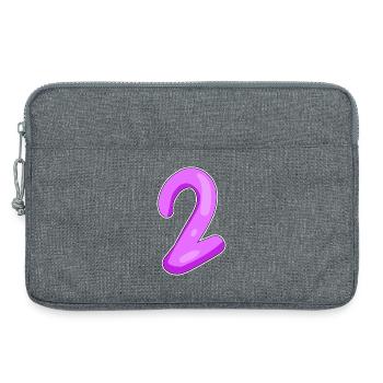 Two - 2 - Number Number - Laptop bag 13" - heather grey - Front