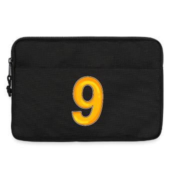 Zahl 9 - Neun - 9 Motiv in Gelb - Laptoptasche 13" - Schwarz - Vorne