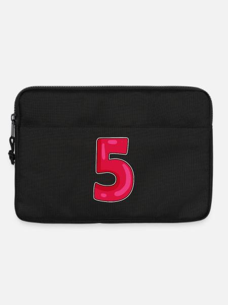 Zahl 5 - Fünf - 5 Motiv - Zahl 5 Nummer - Laptoptasche 13" - Schwarz