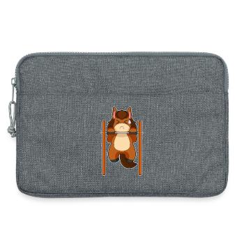 Horse Bodybuilder Pull-ups Bodybuilding - Laptop bag 13" - heather grey - Front