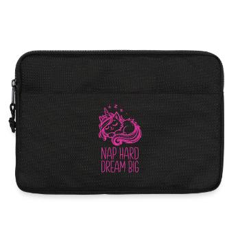 Nap Hard Dream Big schlafende Einhornkatze - Laptoptasche 13" - Schwarz - Vorne