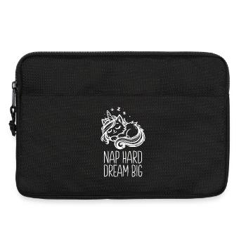 Nap Hard Dream Big schlafende Einhornkatze - Laptoptasche 13" - Schwarz - Vorne