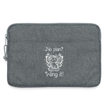 Pas de plan ? Envolez-le ! Chat ailé (blanc) - Sacoche pour ordinateur portable 13 pouces - gris chiné - Devant