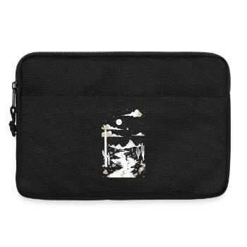 Weg durch die Wüste mit Fußspuren und Kaktus - Laptoptasche 13" - Schwarz - Vorne