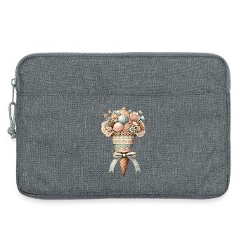 An ice cream cone filled with sweet delicacies - Laptop bag 13" - heather grey - Front
