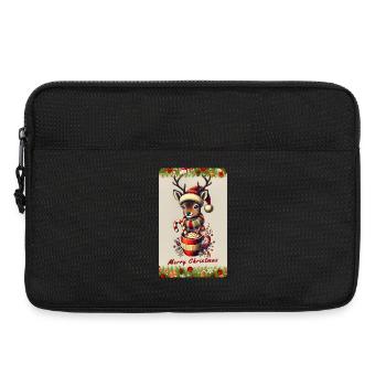 Weihnachtsreh mit heißer Schokolade - Laptoptasche 13" - Schwarz - Vorne