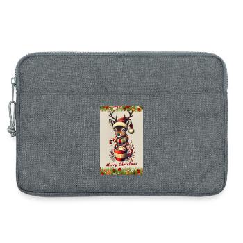 Weihnachtsreh mit heißer Schokolade - Laptoptasche 13" - Grau meliert - Vorne