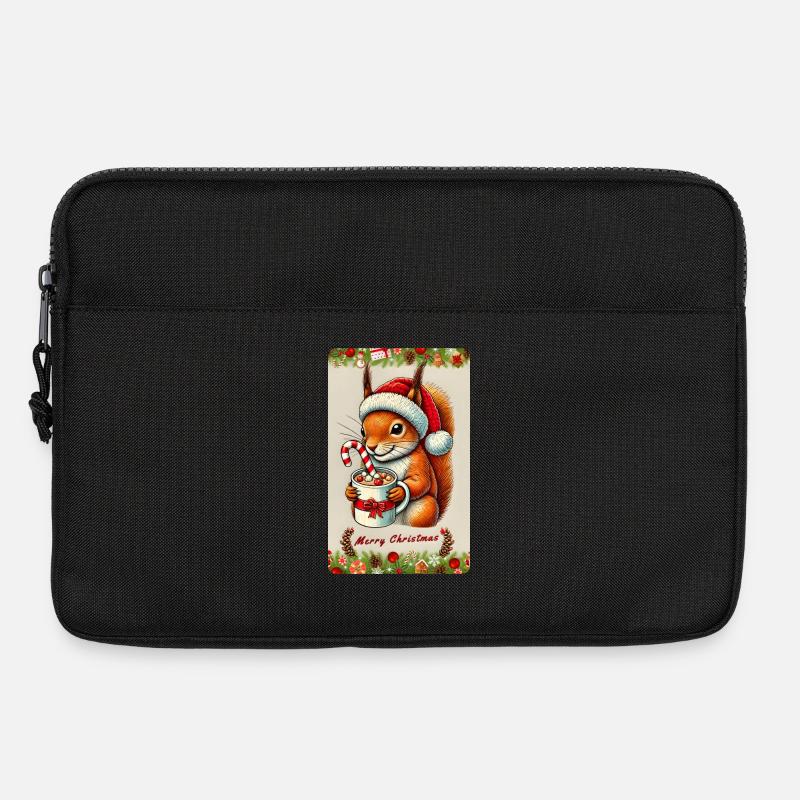 Weihnachts-Eichhörnchen mit heißer Schokolade - Laptoptasche 13" - Schwarz