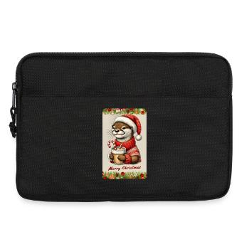 Loutre de Noël au chocolat chaud - Sacoche pour ordinateur portable 13 pouces - noir - Devant