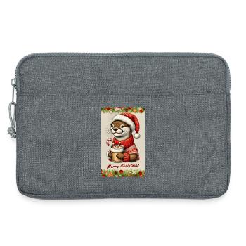 Loutre de Noël au chocolat chaud - Sacoche pour ordinateur portable 13 pouces - gris chiné - Devant