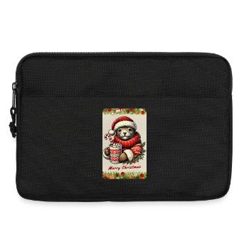 Loutre de Noël au chocolat chaud - Sacoche pour ordinateur portable 13 pouces - noir - Devant