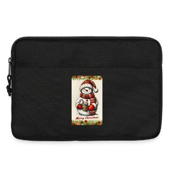 Fröhlicher Schneemann mit heißer Schokolade - Laptoptasche 13" - Schwarz - Vorne
