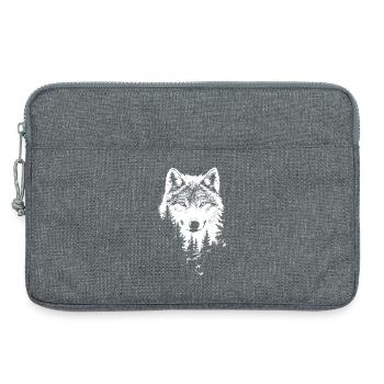 Wolf Gesicht Wald Silhouette - Laptoptasche 13" - Grau meliert - Vorne