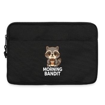 Cuddly raccoon with coffee cup - Laptop bag 13" - black - Front