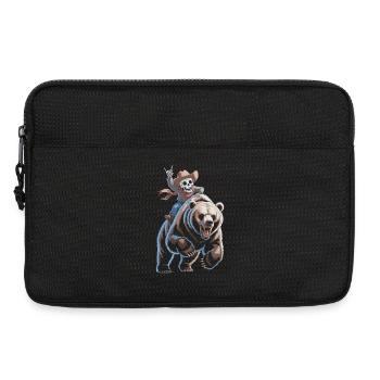 Skeleton cowboy on bear - Laptop bag 13" - black - Front