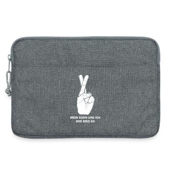 Mon fils et moi, nous sommes comme ça - Sacoche pour ordinateur portable 13 pouces - gris chiné - Devant