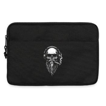 Einfarbiger Totenkopf-DJ mit Bart - Laptoptasche 13" - Schwarz - Vorne
